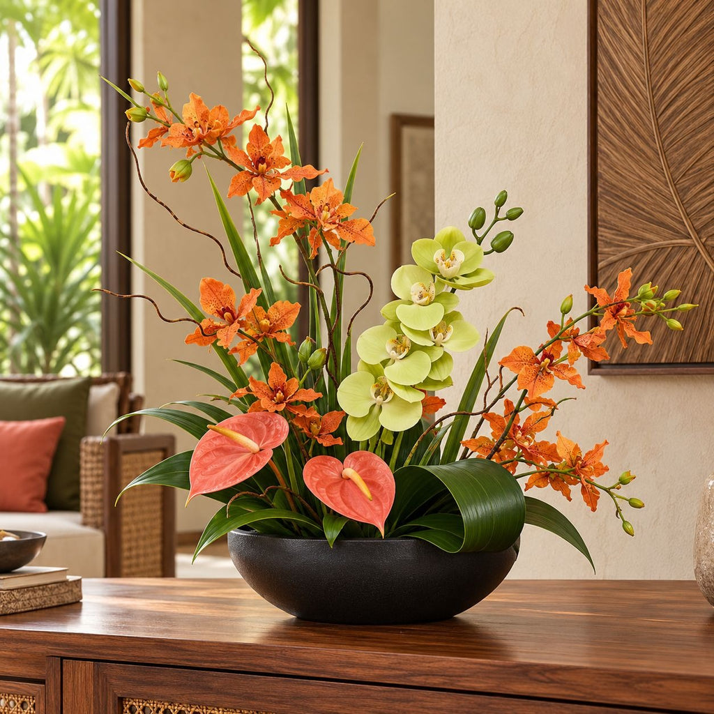 Green Phalaenopsis Orchid Stem, 31 Inch Real Touch Artificial Floral Pick