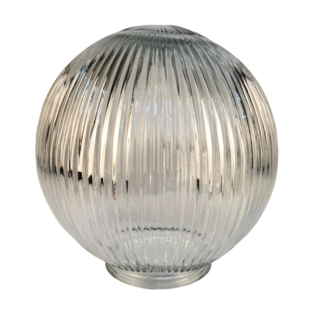 Ribbed Clear Glass Globe Light Shade Replacement For Vintage Or Industrial Fixtures