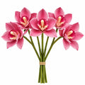 Hot Pink Real Touch Cymbidium Orchid Stems, Set of 5 Faux Flowers