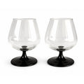 Vintage Luminarc Domino Cognac Glasses Set of 2, Black Stem French Brandy Snifters