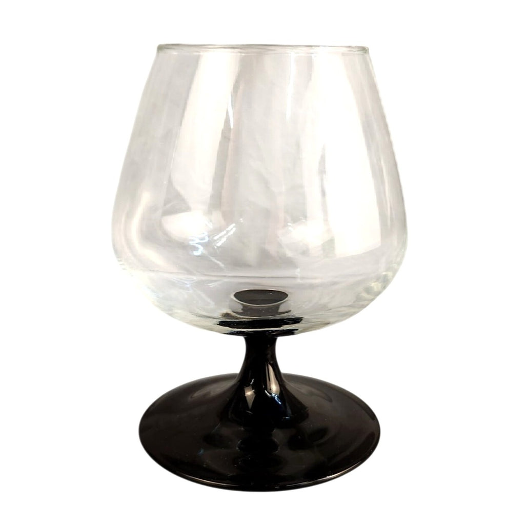 Vintage Luminarc Domino Cognac Glasses Set of 2, Black Stem French Brandy Snifters