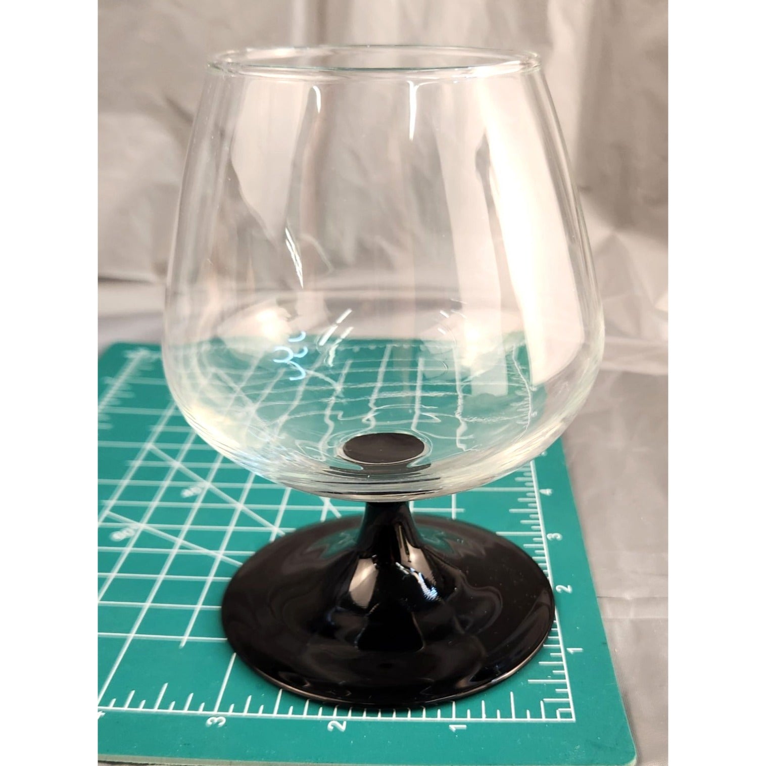 Vintage Luminarc Domino Cognac Glasses Set of 2, Black Stem French Brandy Snifters