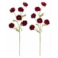 Burgundy Dark Red Ranunculus Peony Stems Set of 2, 30 in Artificial Fall Flowers for Wedding Bouquets Wreaths