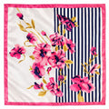 Spring Blossom Floral Stripe Satin Square Scarf 20x20 Hair Neck Head Wrap