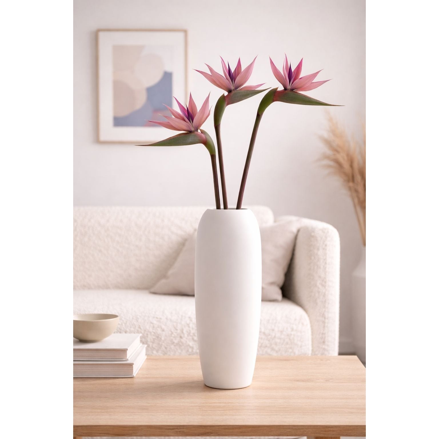 Blush Mauve Bird of Paradise Stems Set of 3 Faux Tropical Flowers 30 Inch Dusty Pink Purple Artificial Strelitzia