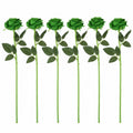 Christmas Green Artificial Roses Set of 6 19 Inch Silk Rose Stems Faux Wedding Flowers Floral Decor
