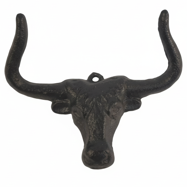 Cast iron bull head hook on white background