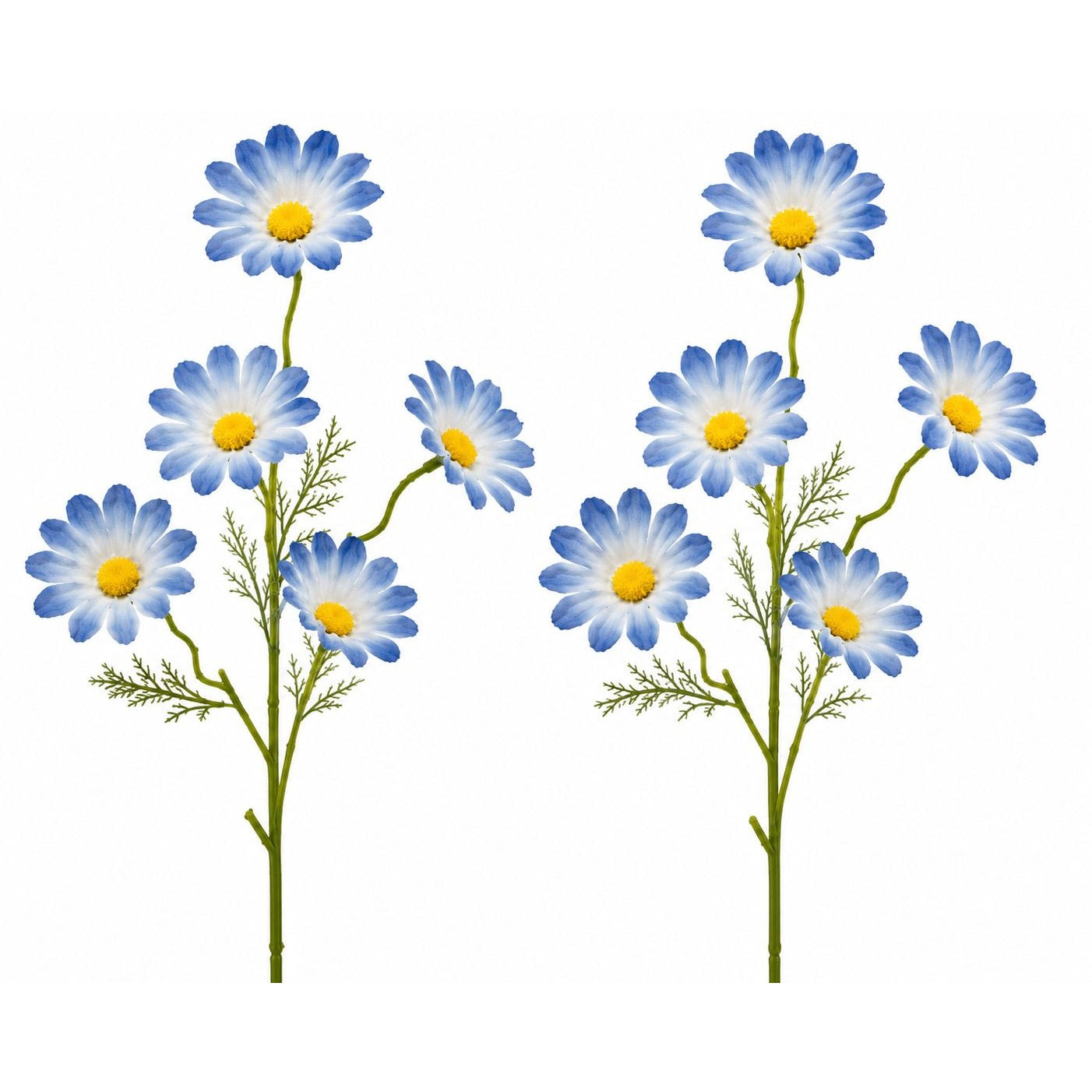 Artificial Blue Cosmos Flower Stems Set of 2 Dusty Blue Ombre Wildflowers Farmhouse Cottagecore Floral Spring Decor 19 Inch