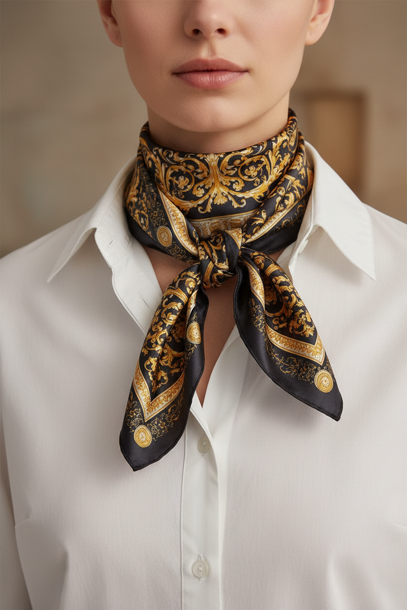 Close-up neckerchief styling
