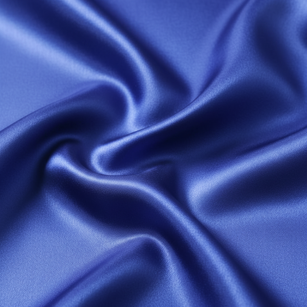 Close-up of blue satin scarf 19x19 showing luxurious texture