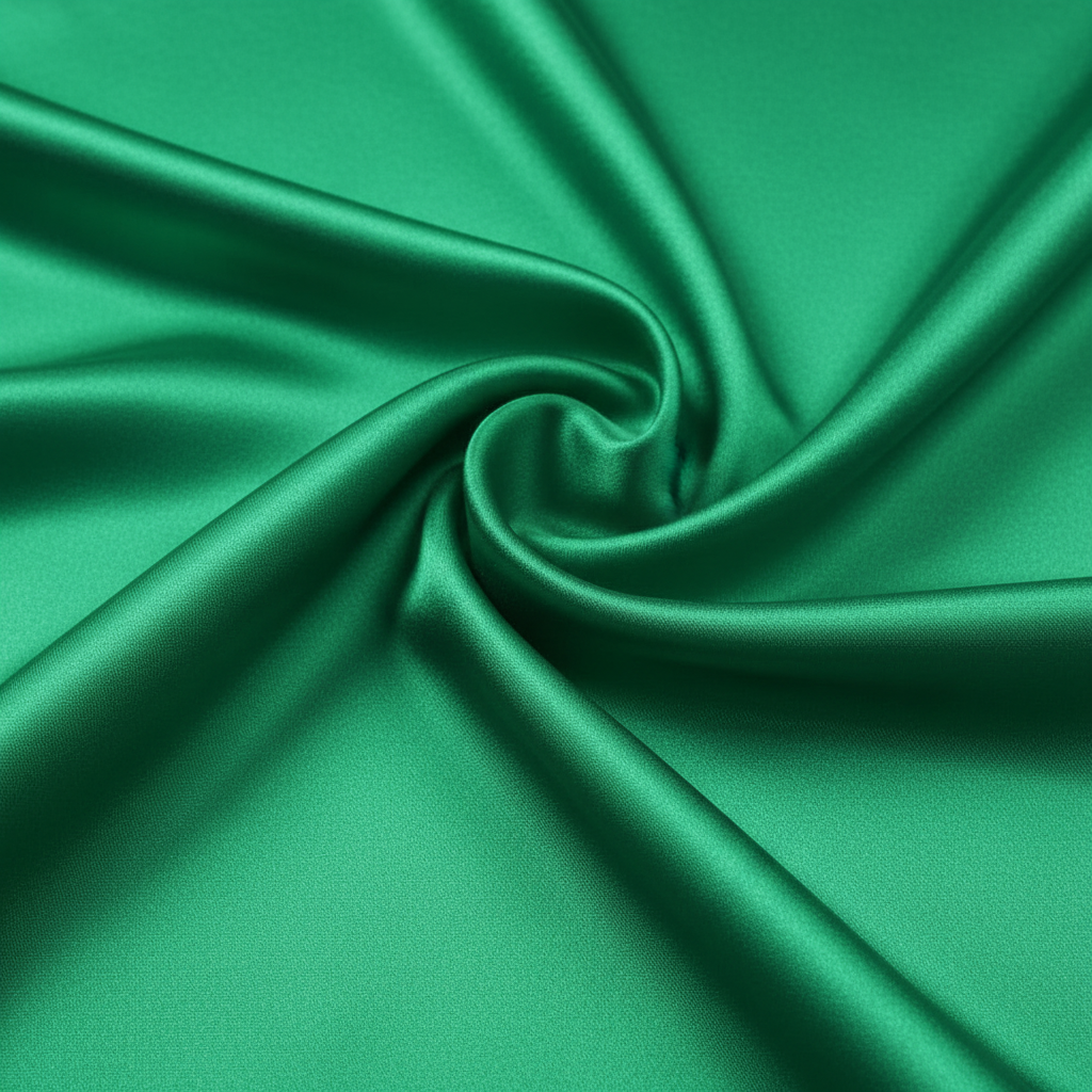 Close-up of green satin scarf 19x19 showing luxurious texture