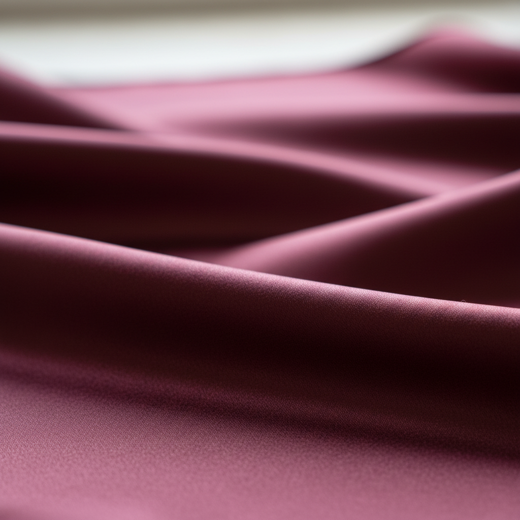 Close-up of mulberry wine satin wild rag showing luxurious texture