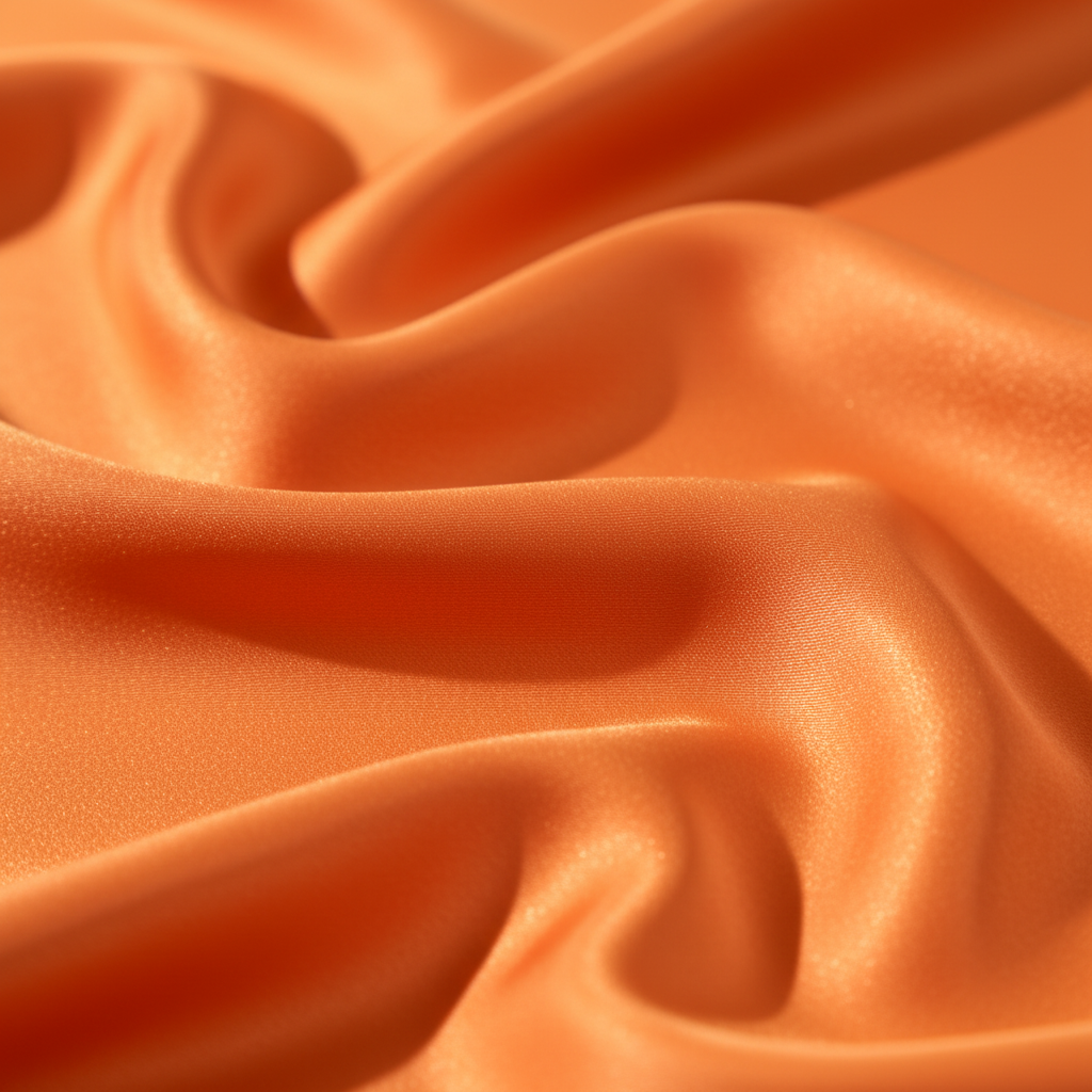 Close-up of orange satin scarf 19x19 showing luxurious texture