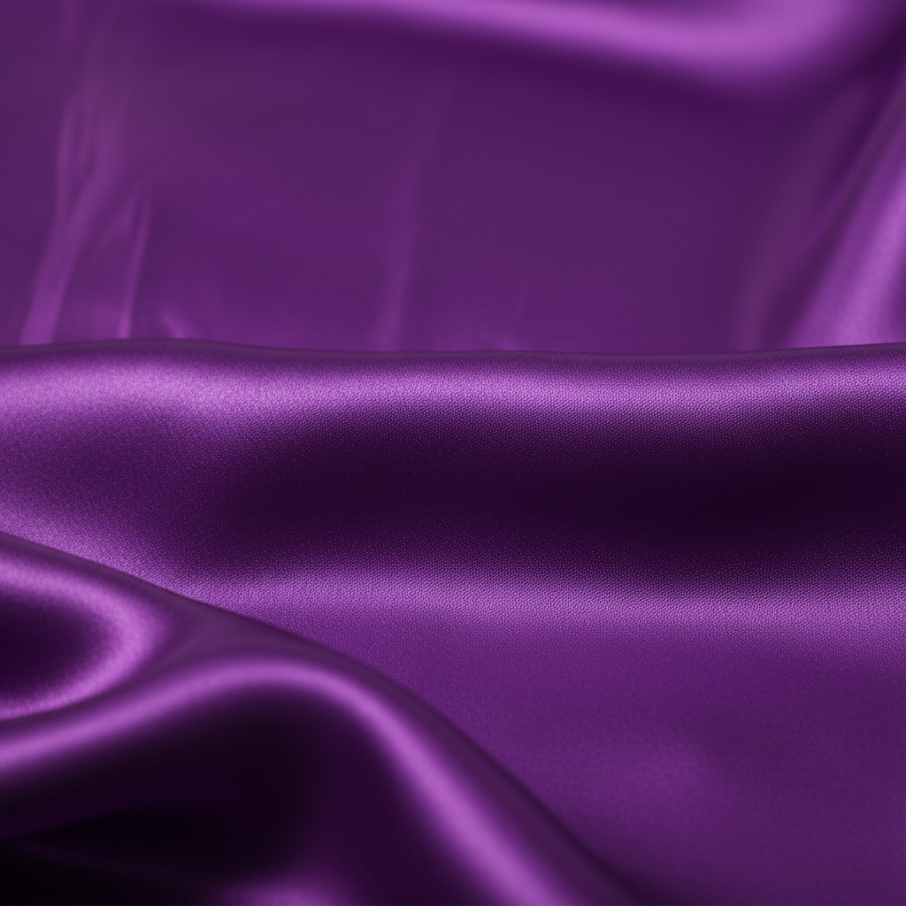 Close-up of purple satin wild rag 23x23 showing luxurious texture