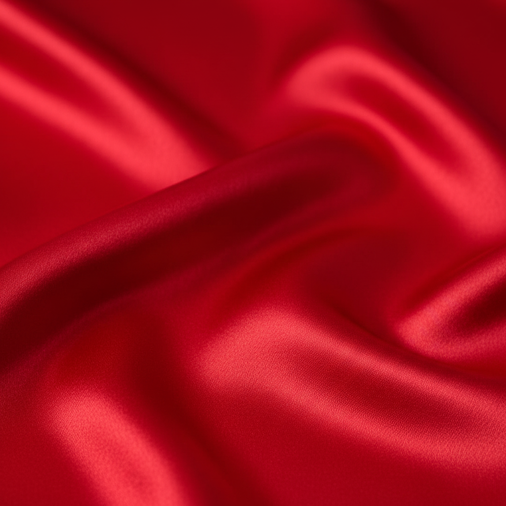Close-up of red satin scarf 19x19 showing luxurious texture