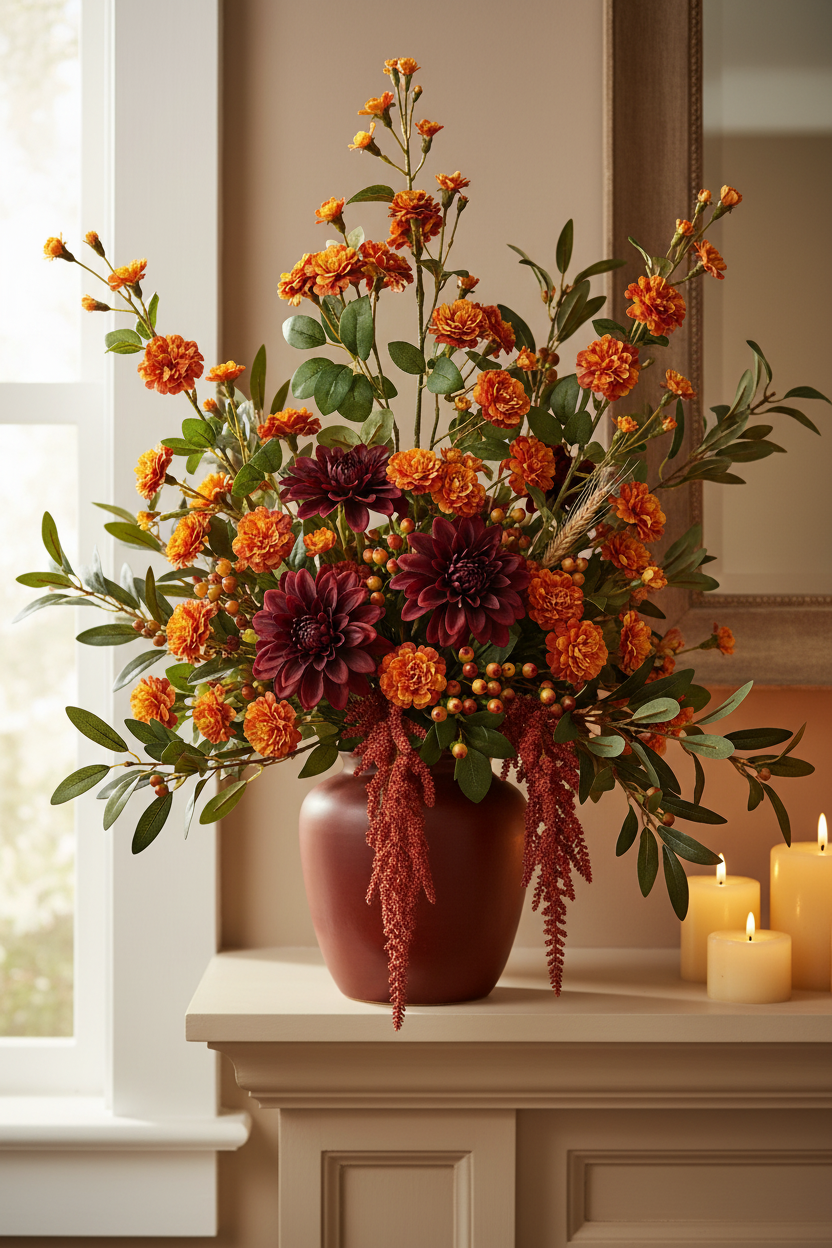 Concept — Dark Vase, Autumn Living Room, Rich Fall Palette