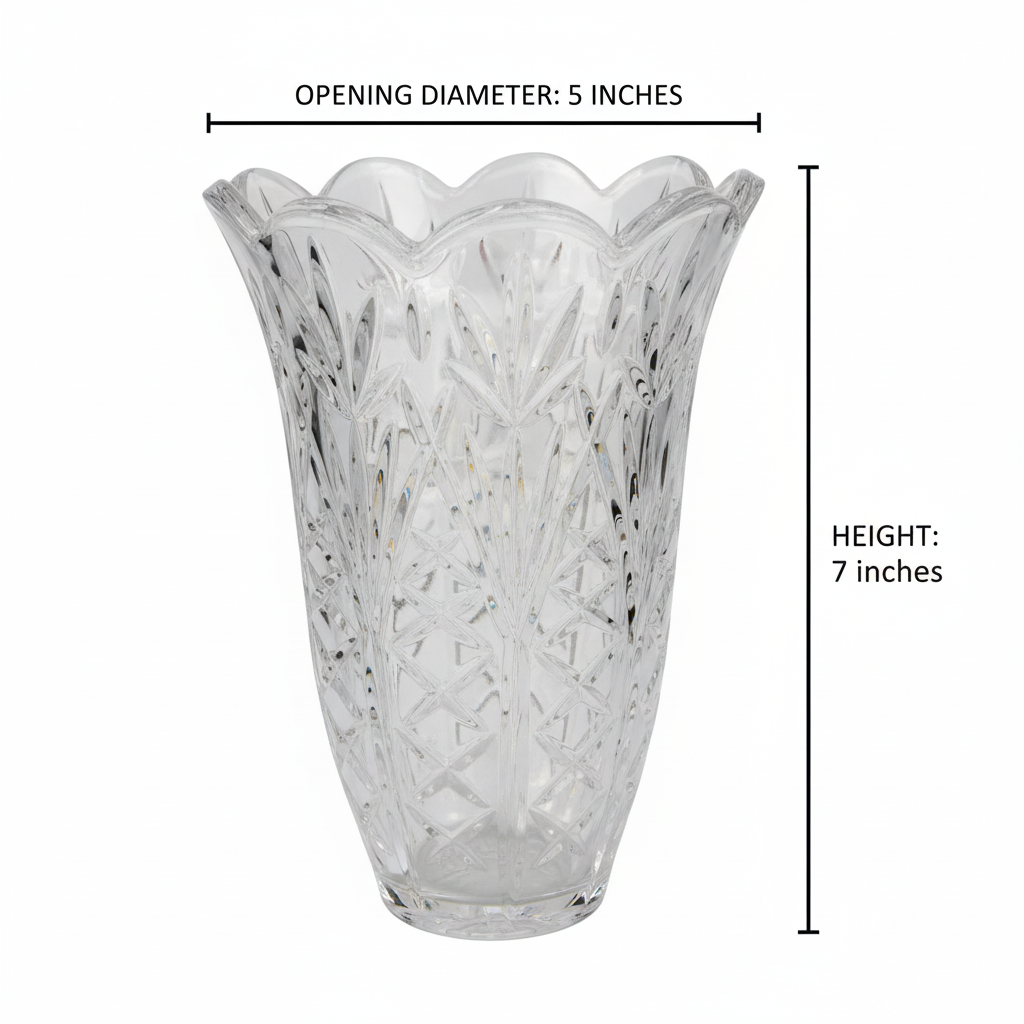 1990s Fifth Avenue Crystal Vase 7 Inch Lexington Cut Diamond Pattern Vase