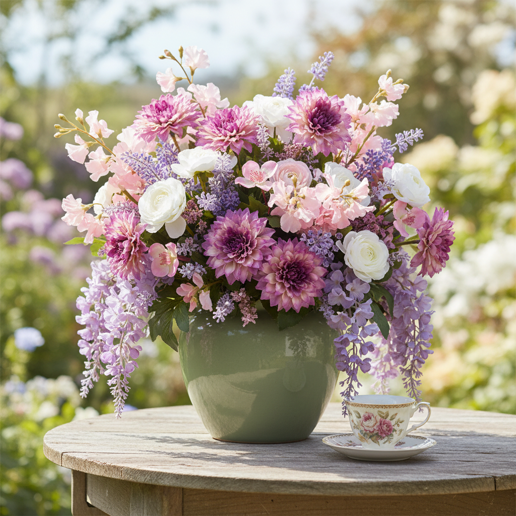 Cottagecore purple dahlia