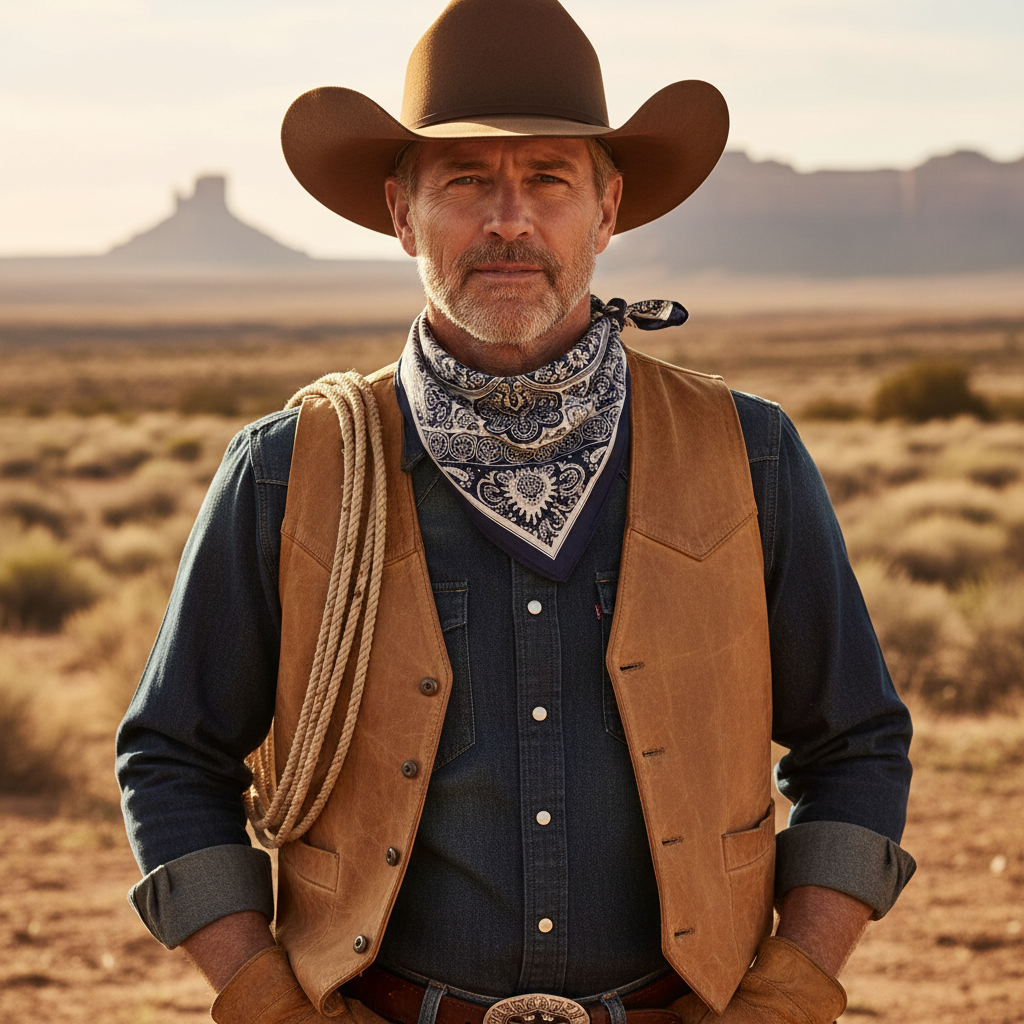 Cowboy wearing exact bandana design