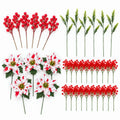 Artificial Candy Cane Poinsettia Set, 37 Red & White 