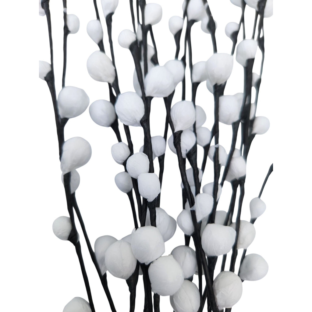 Artificial Pussy Willow Stems Black White Faux Branch Bundle Rustic Decor