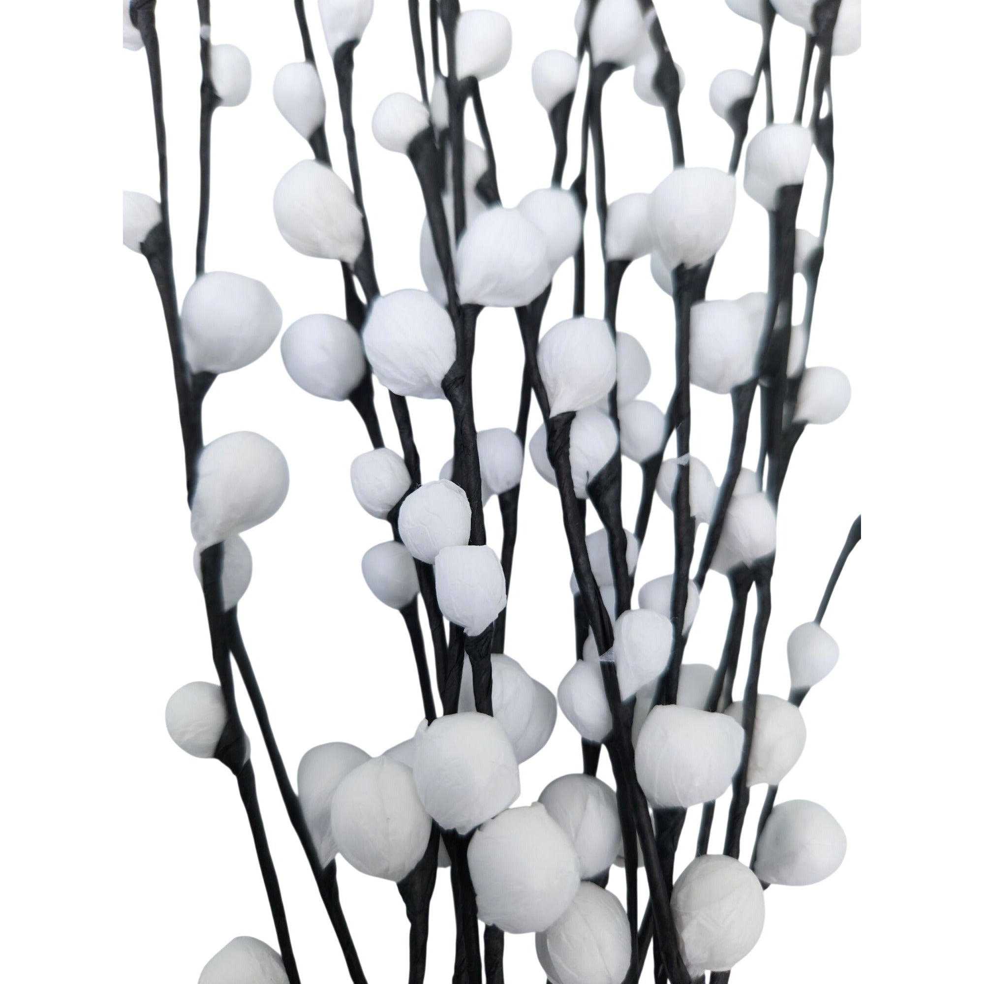 Artificial Pussy Willow Stems Black White Faux Branch Bundle Rustic Decor