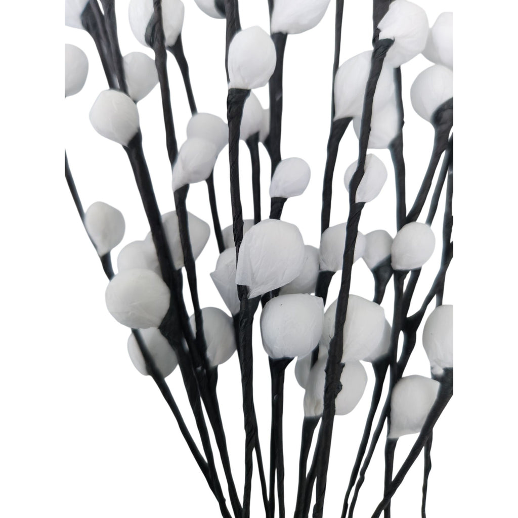 Artificial Pussy Willow Stems Black White Faux Branch Bundle Rustic Decor