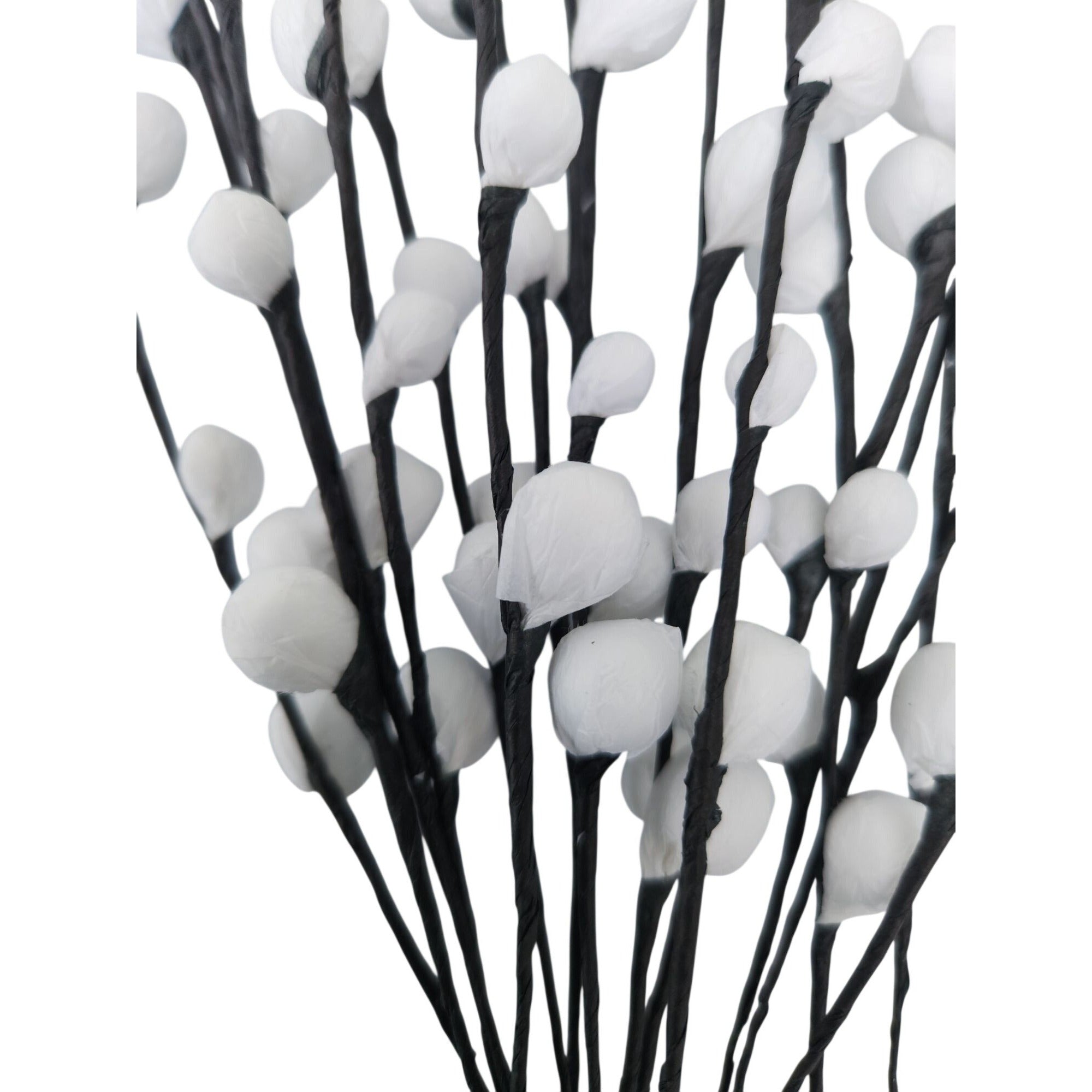 Artificial Pussy Willow Stems Black White Faux Branch Bundle Rustic Decor