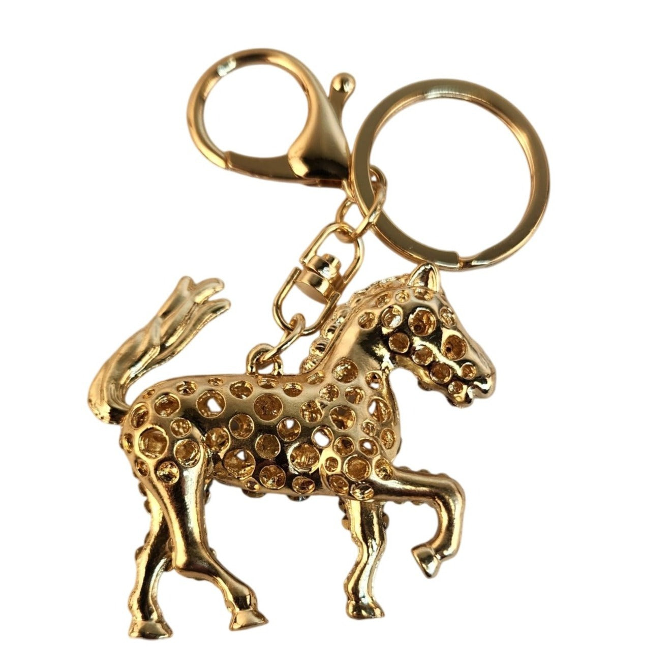 Horse keychain purse charm with lobster clasp and key ring attachment