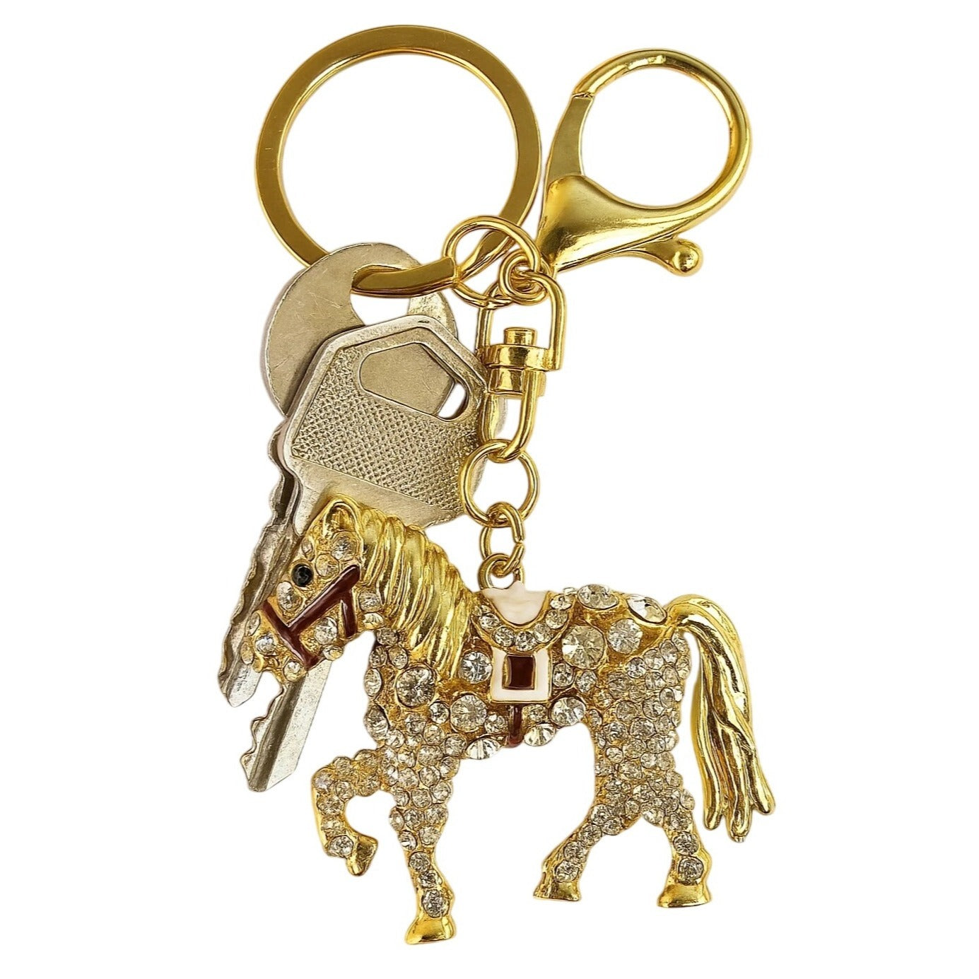Horse Rhinestone Keychain Ornament With Moveable Tail, Gift For Horse Lovers Purse Charm Or Key Ring DIY Craft
