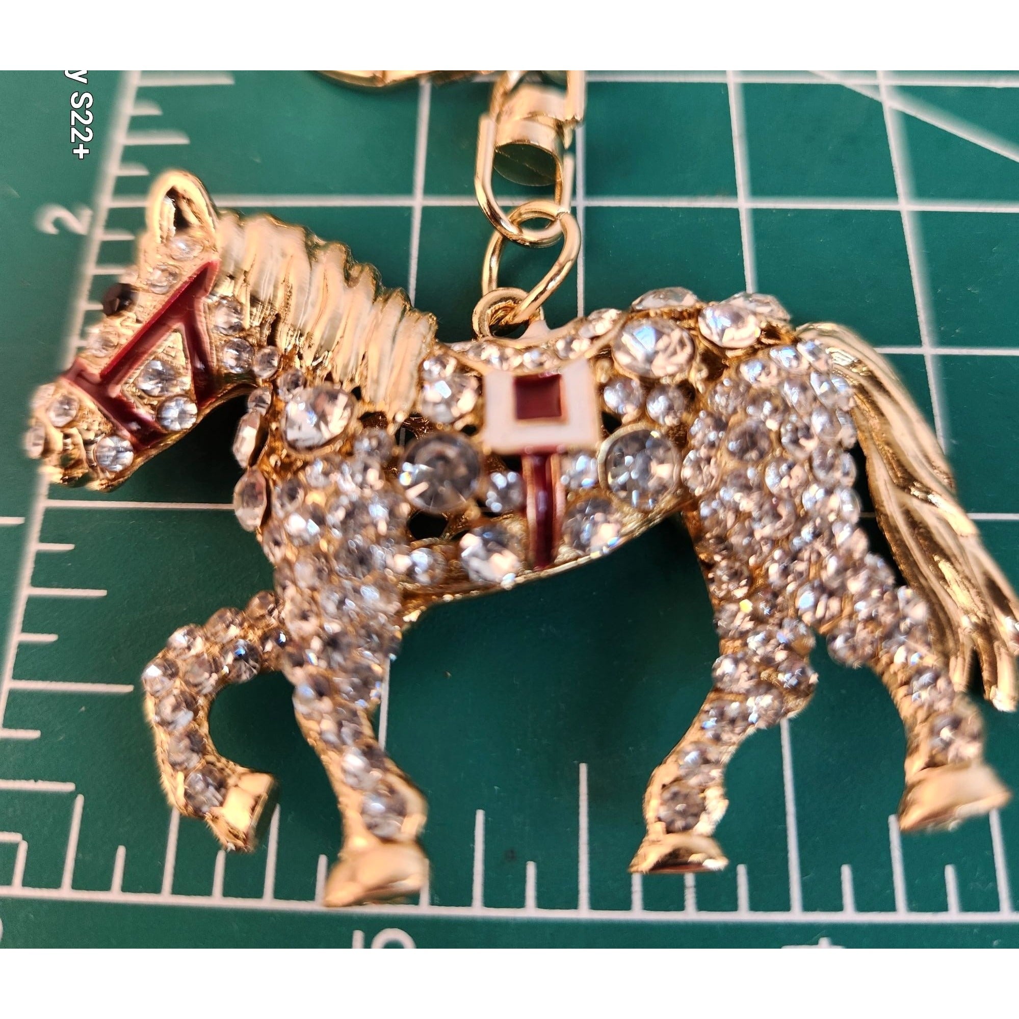 Horse lover gift keychain with embedded clear rhinestones