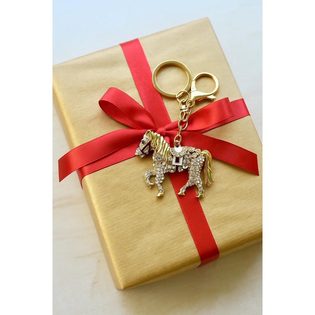 Horse rhinestone keychain 2.5x2 inches, compact and lightweight
