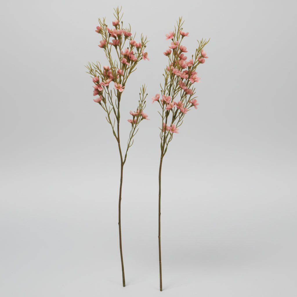 Two Tone Pink Dogwood Stems Ombre Wax Flower Faux Floral Pink Decor 24 Inch