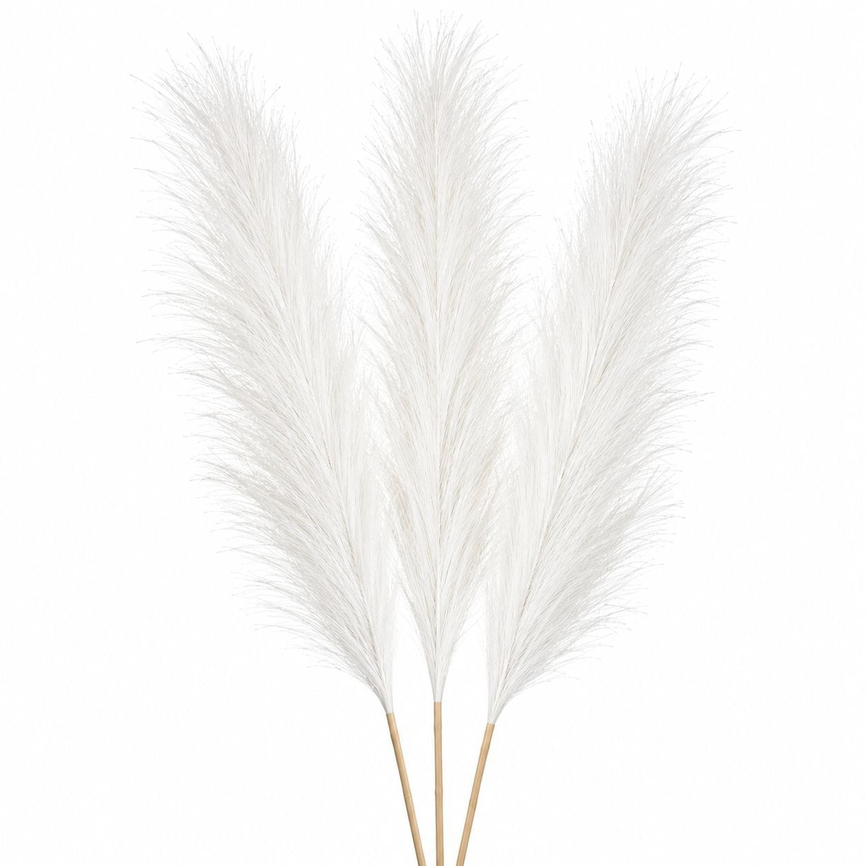 Artificial White Pampas Grass Stems Set of 3 Faux Pampas Bundle Farmhouse Coastal Cottagecore Wedding Decor 26 Inch