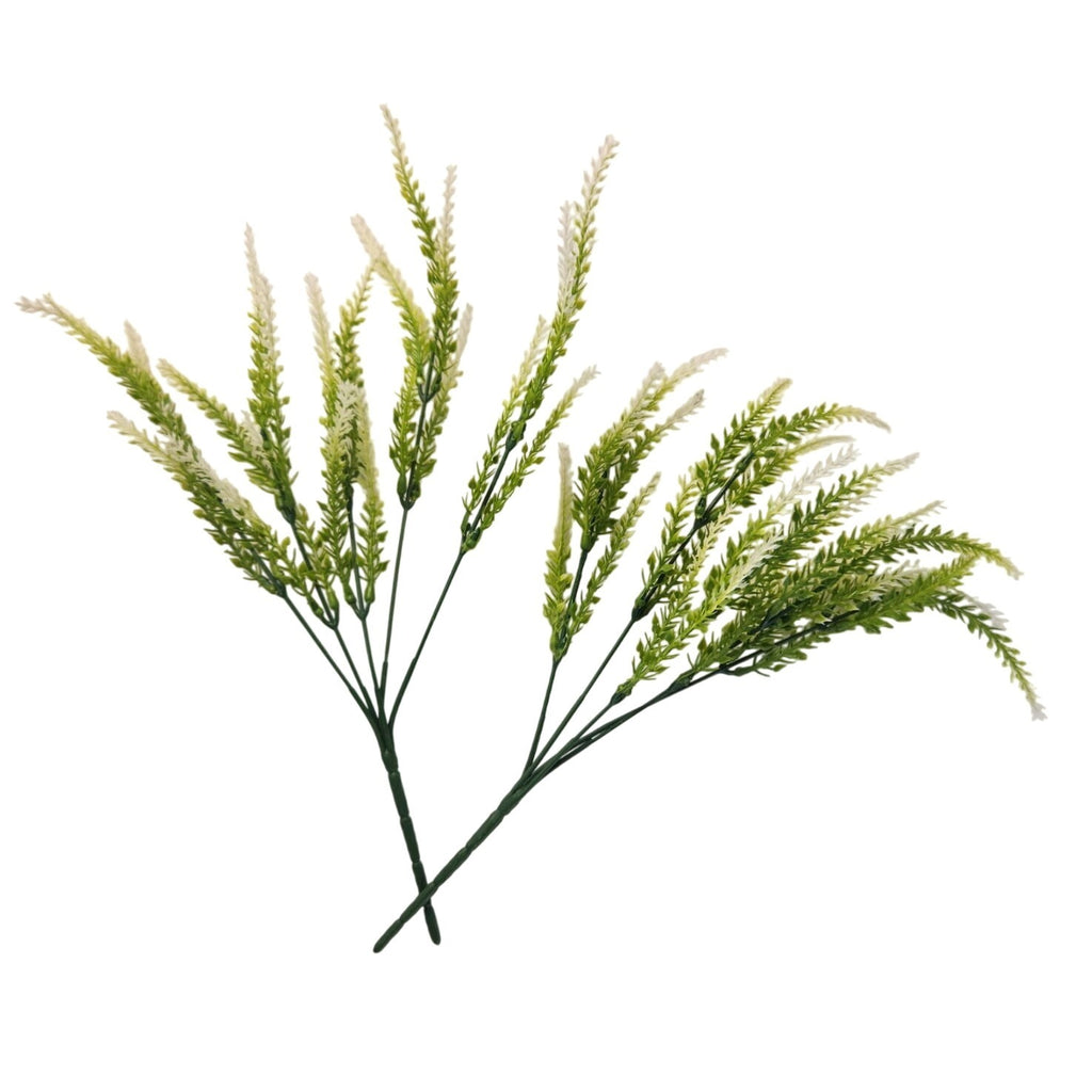 Artificial White Lavender Stems Set of 2 | Faux Salvia Greenery Picks | Farmhouse Floral Decor | Wreath Supplies