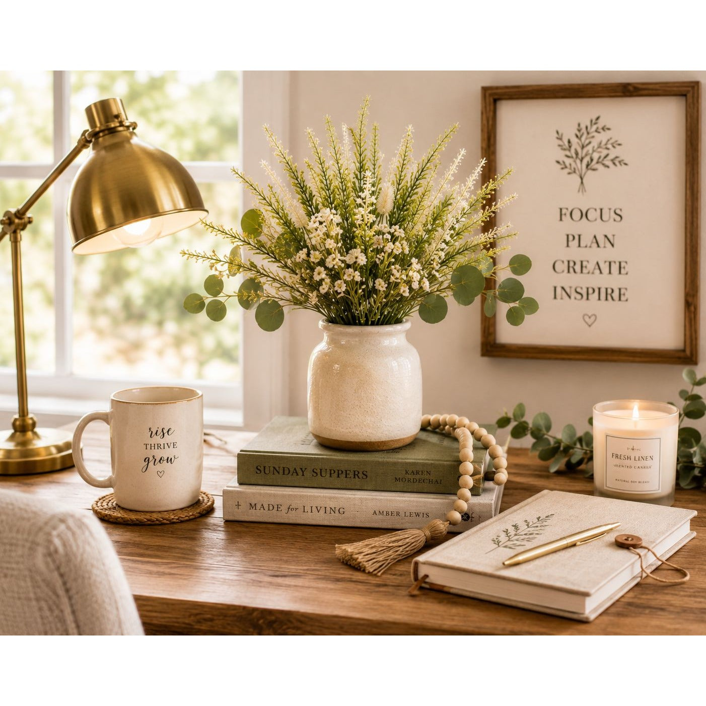Artificial White Lavender Stems Set of 2 | Faux Salvia Greenery Picks | Farmhouse Floral Decor | Wreath Supplies