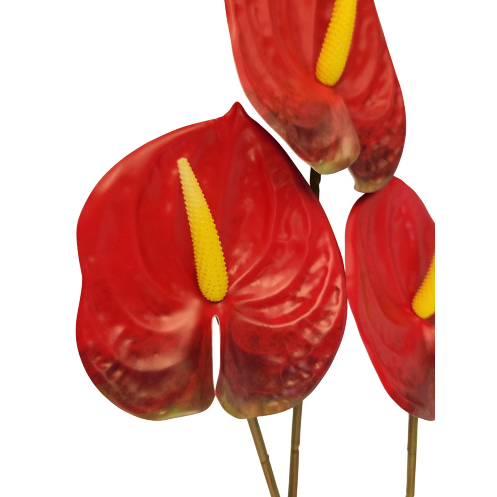 Red Artificial Anthurium Stems 23 Inch Faux Tropical Flowers Modern Home Decor