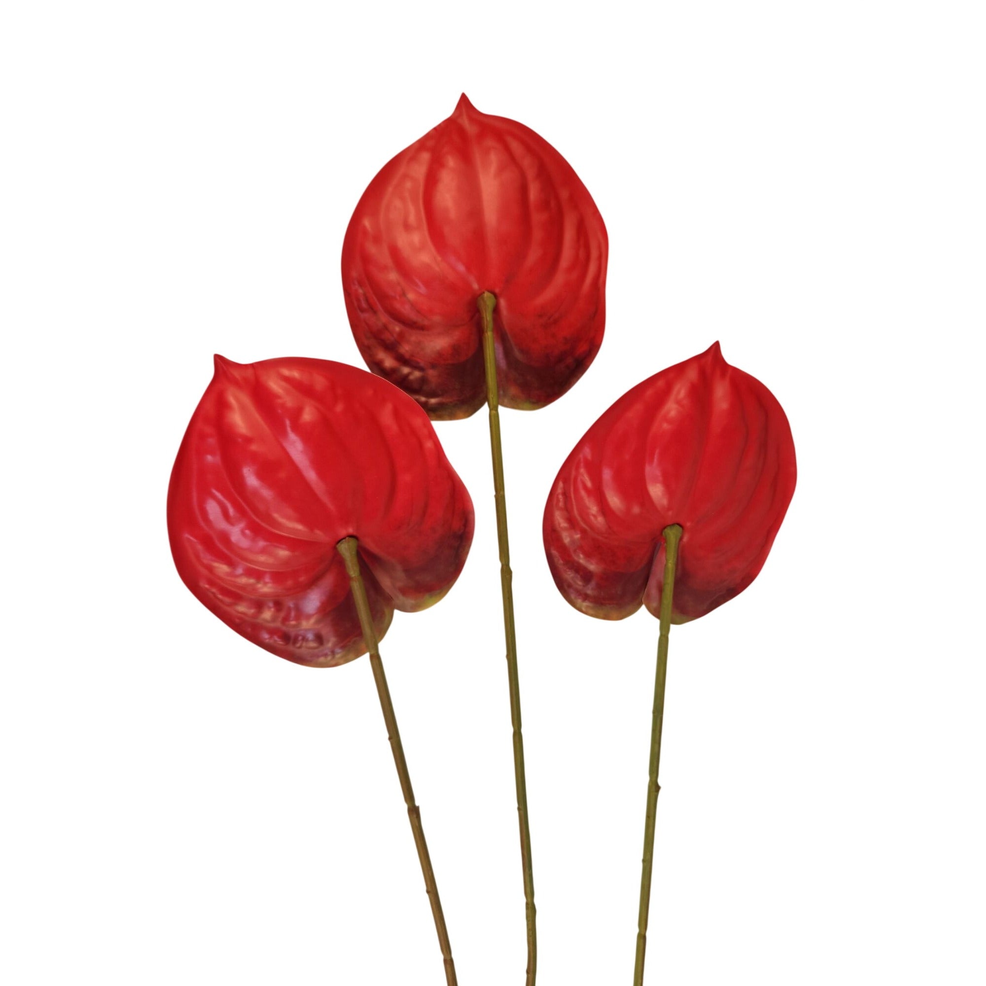 Red Artificial Anthurium Stems 23 Inch Faux Tropical Flowers Modern Home Decor