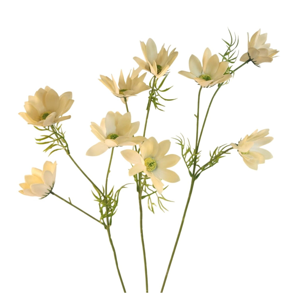 Cream Beige Artificial African Daisy Stems Set of 3 25 Inch Real Touch Spring Flowers