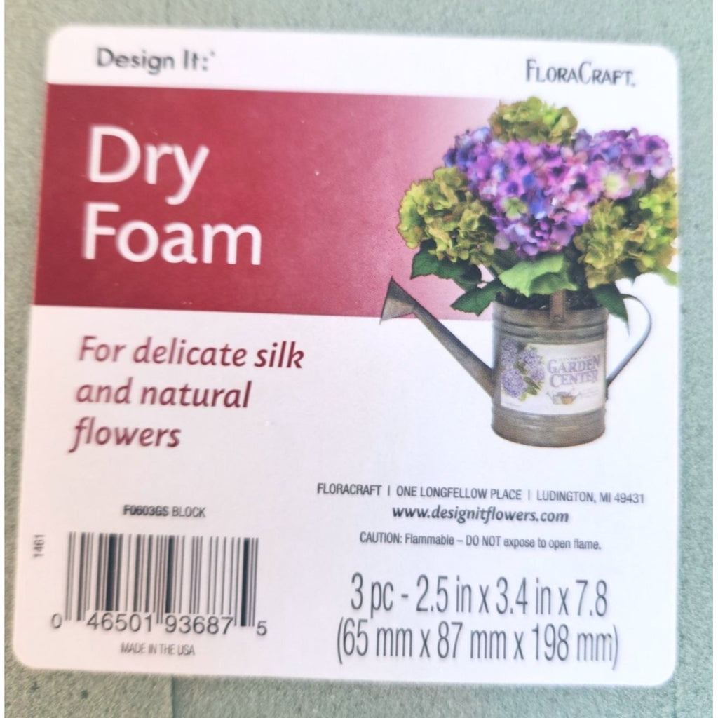 Dry Floral Foam Blocks Set of 3 Green Foam for Artificial Silk Flowers Floral Craft Supply