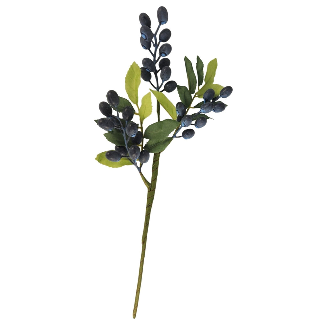Blueberry Berry Stem 13.5 Inch Artificial Blue Berry Branch Farmhouse Lodge Cabin Decor