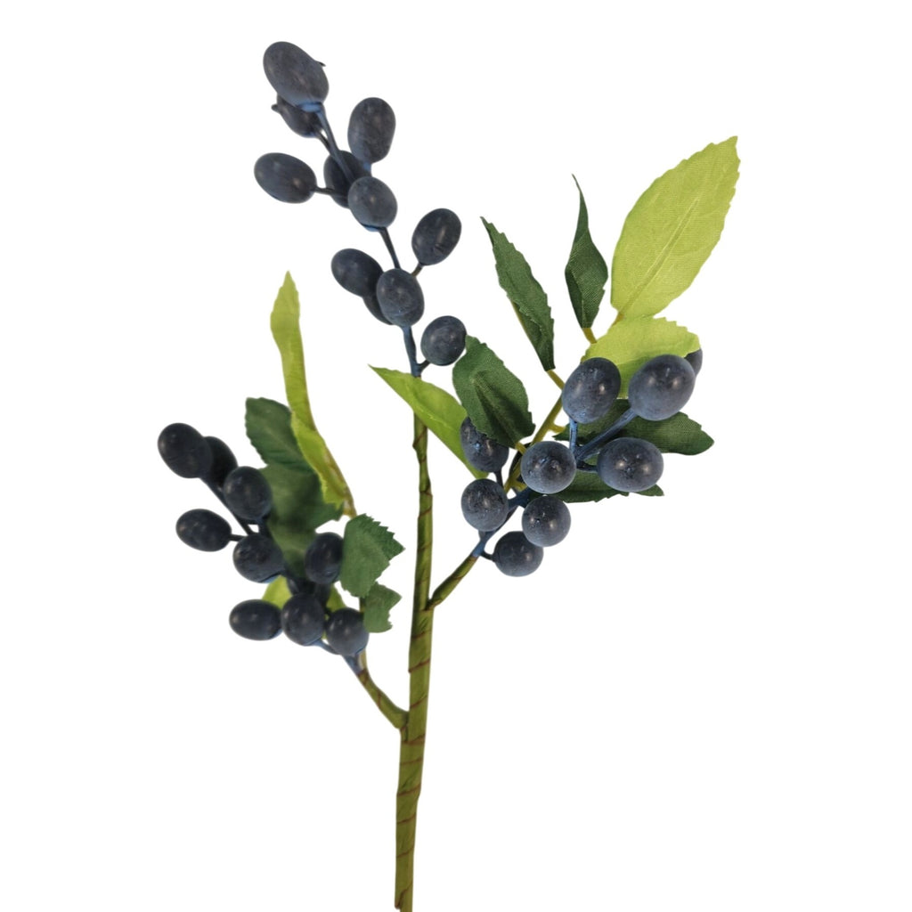 Blueberry Berry Stem 13.5 Inch Artificial Blue Berry Branch Farmhouse Lodge Cabin Decor