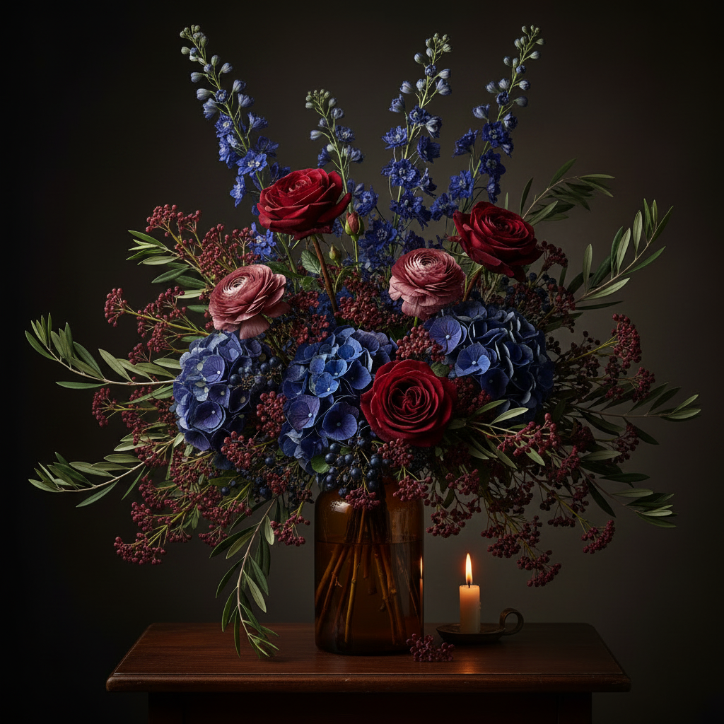 Dark Moody - 5 Larkspur Stems