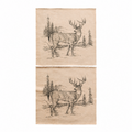 Faux Suede Printed Fabric Squares Deer Rustic Wildlife Decor 11" x 11" Set Of 2