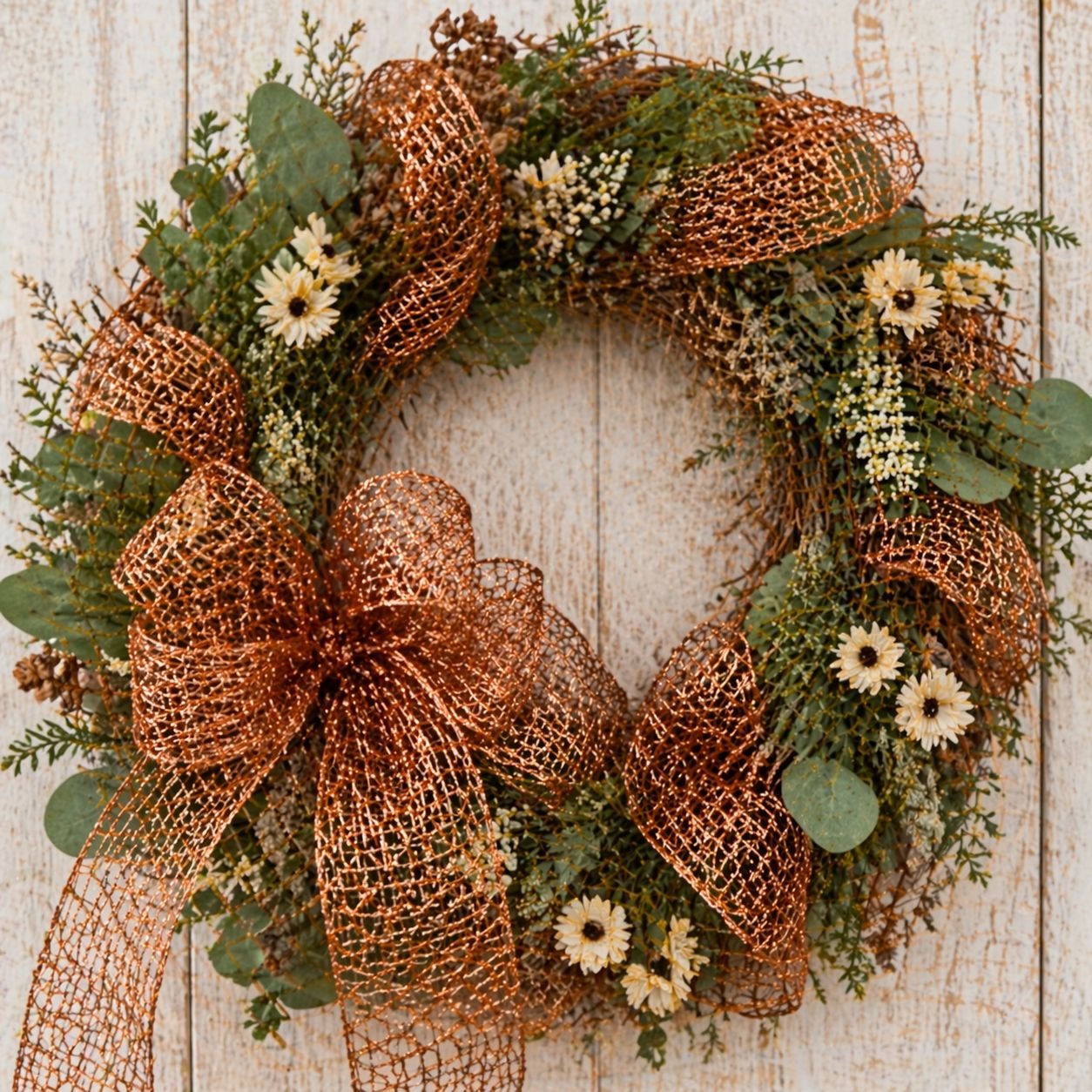 Copper Mesh Ribbon Roll 5x19 Ft for Wedding Decor Holiday Wreaths and DIY Crafts