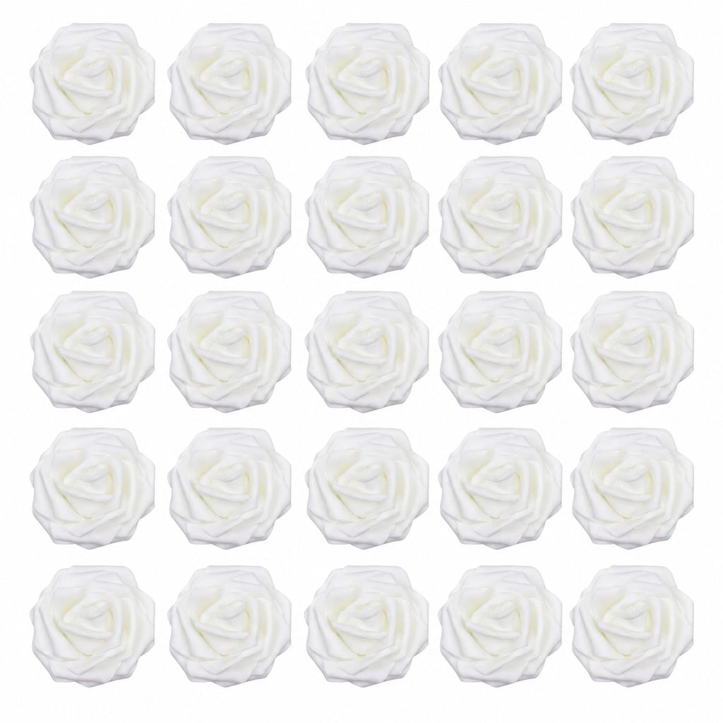 25 White Foam Roses for Crafts Wedding Decor Artificial Rose Heads No Stem DIY Wreath Flowers Kissing Ball Centerpiece Supplies
