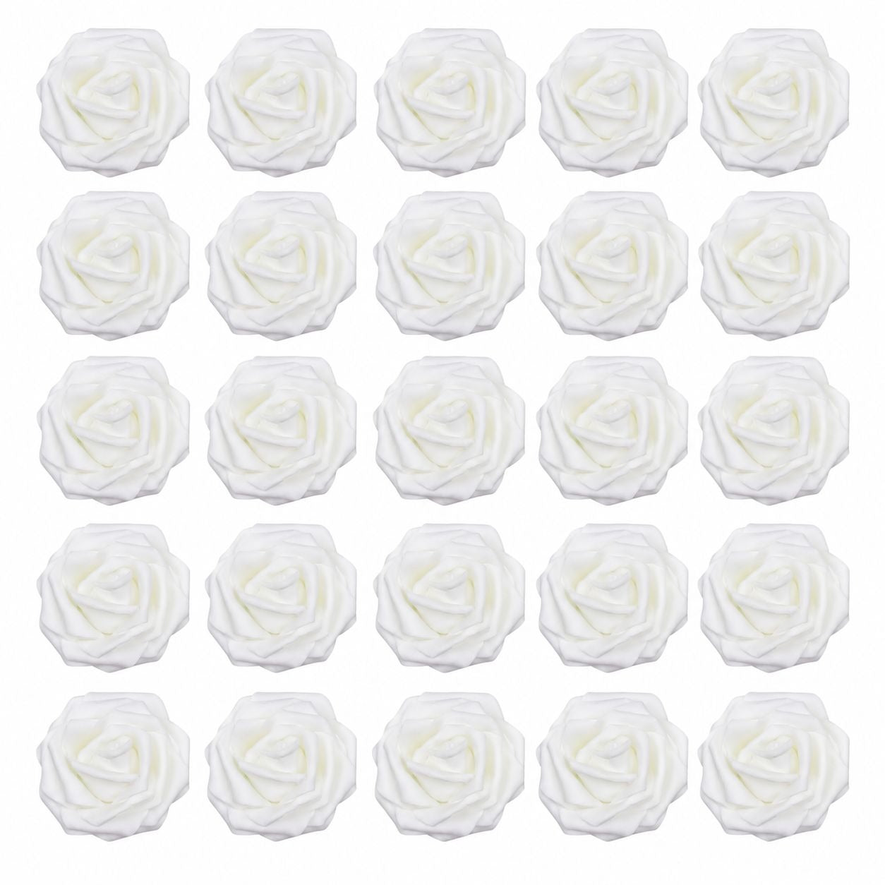 25 White Foam Roses for Crafts Wedding Decor Artificial Rose Heads No Stem DIY Wreath Flowers Kissing Ball Centerpiece Supplies