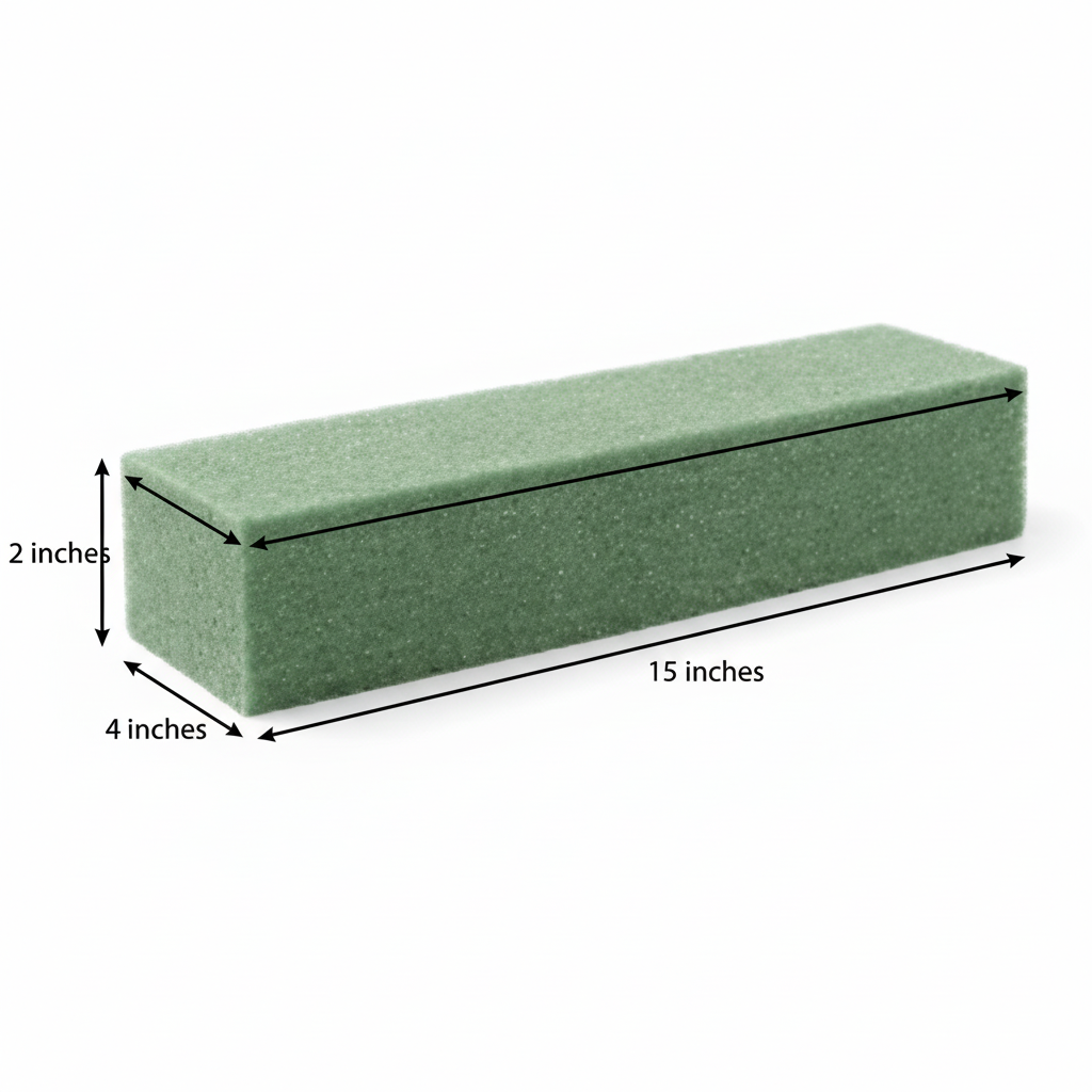 Dry Floral Foam Block Measurement Diagram