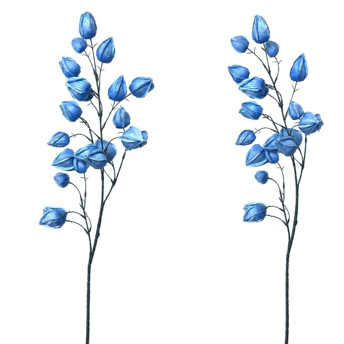 Artificial Blue Chinese Lantern Stems French Blue Lantern Pods Farmhouse Cottagecore Floral Decor 32 Inch Set of 2