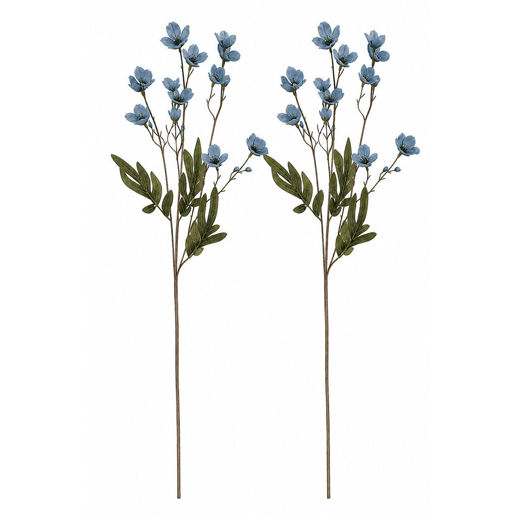 Artificial Dogwood Flower Stems Dusty Blue Slate Blue Faux Floral Cottage Wildflower 23 Inch Set of 2